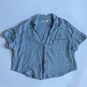 We The Free Blue Crop Top